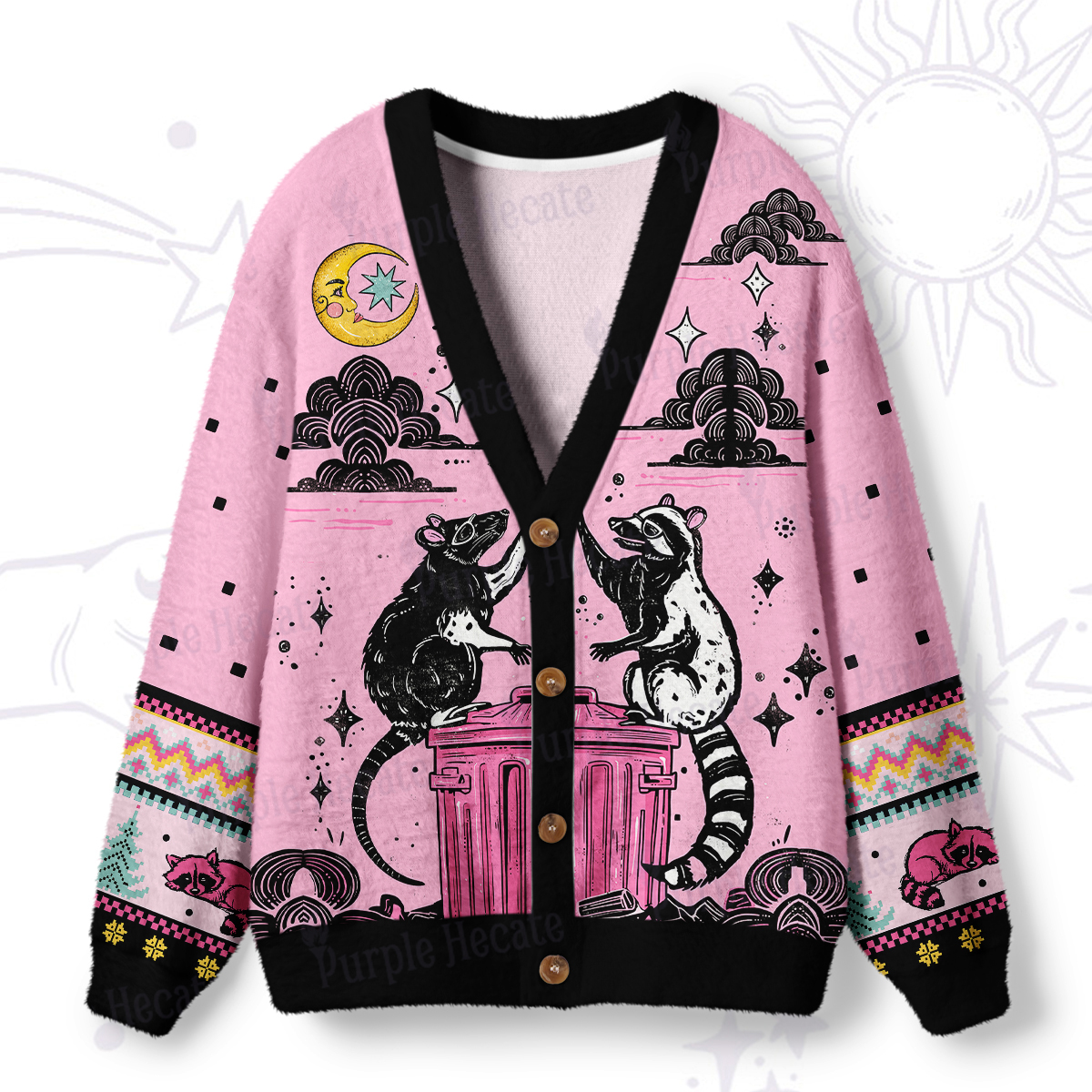 Purplehecate The Team Trash Opossum Tarot Ugly Cardigan Sweaters