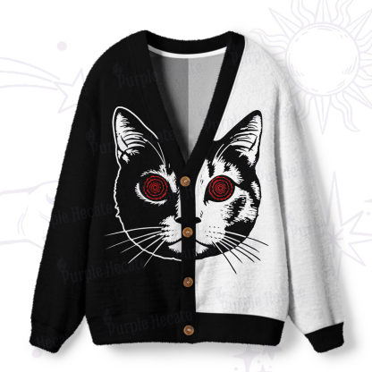 Purplehecate Hypnotic Cat Ugly Cardigan Sweaters
