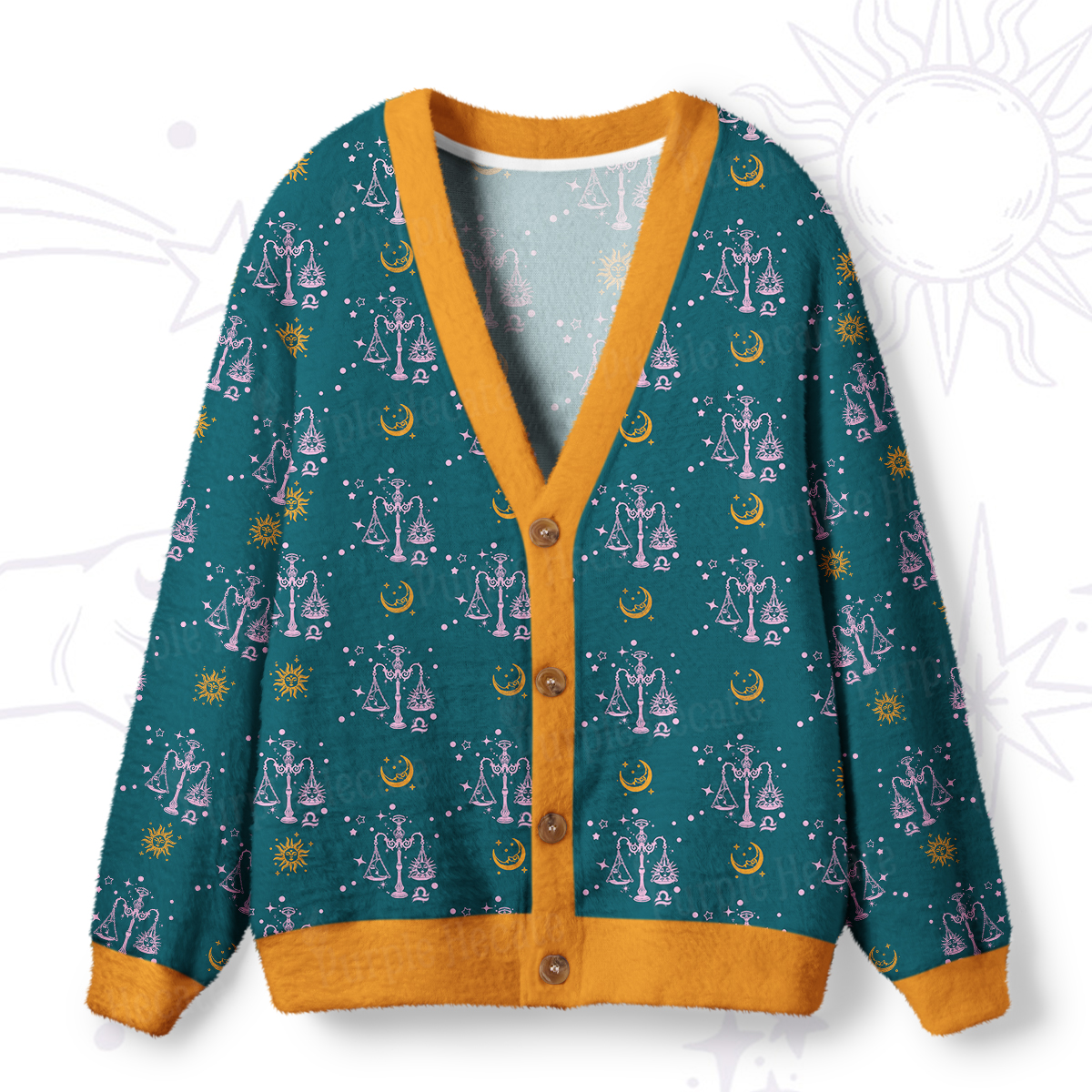 Purplehecate Libra Spirit Zodiac Ugly Cardigan Sweaters