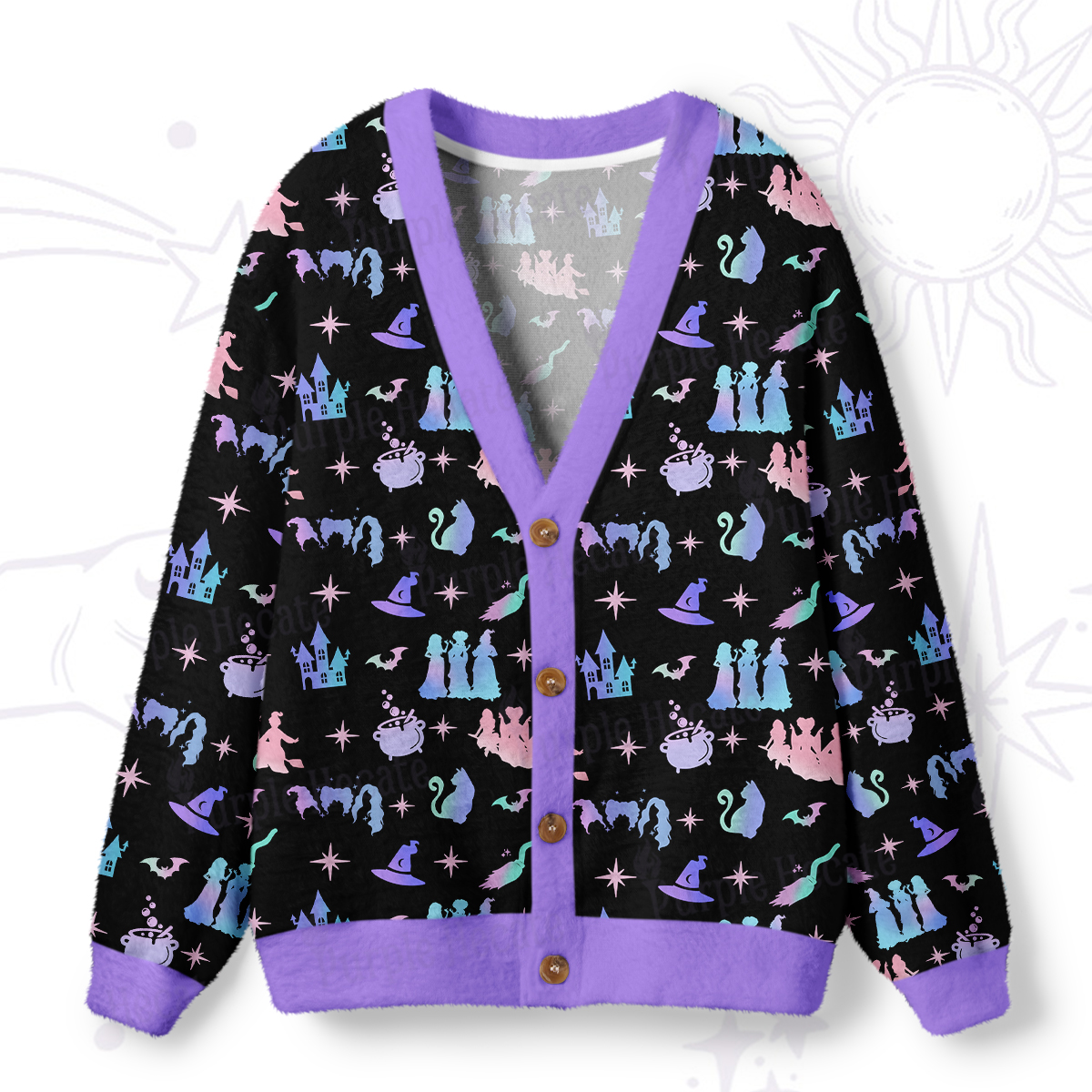 Purplehecate Spellbound Sisters Ugly Cardigan Sweaters