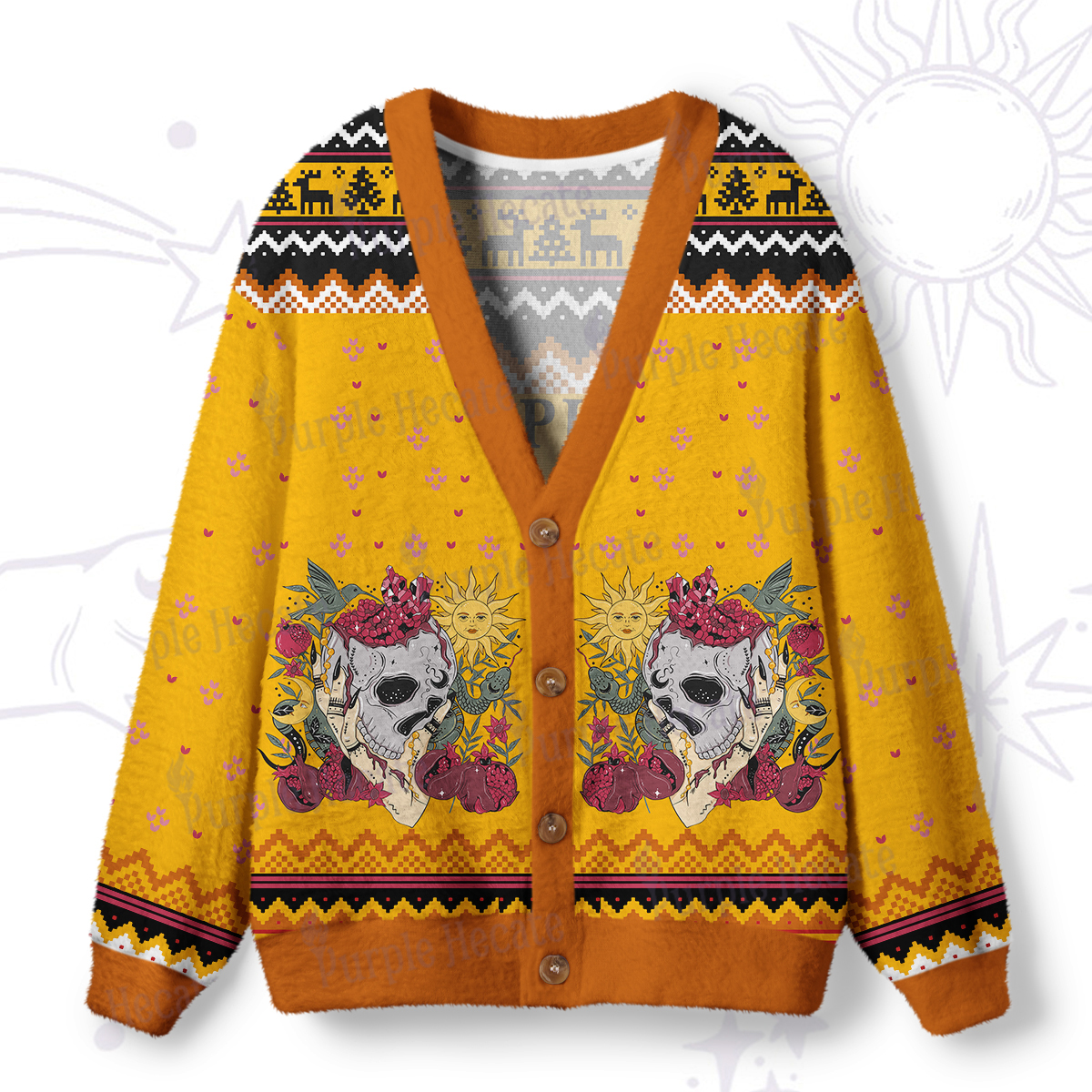 Purplehecate Persephone's Farm Fresh Pomegranates Pick Your Own Ugly Cardigan Sweaters