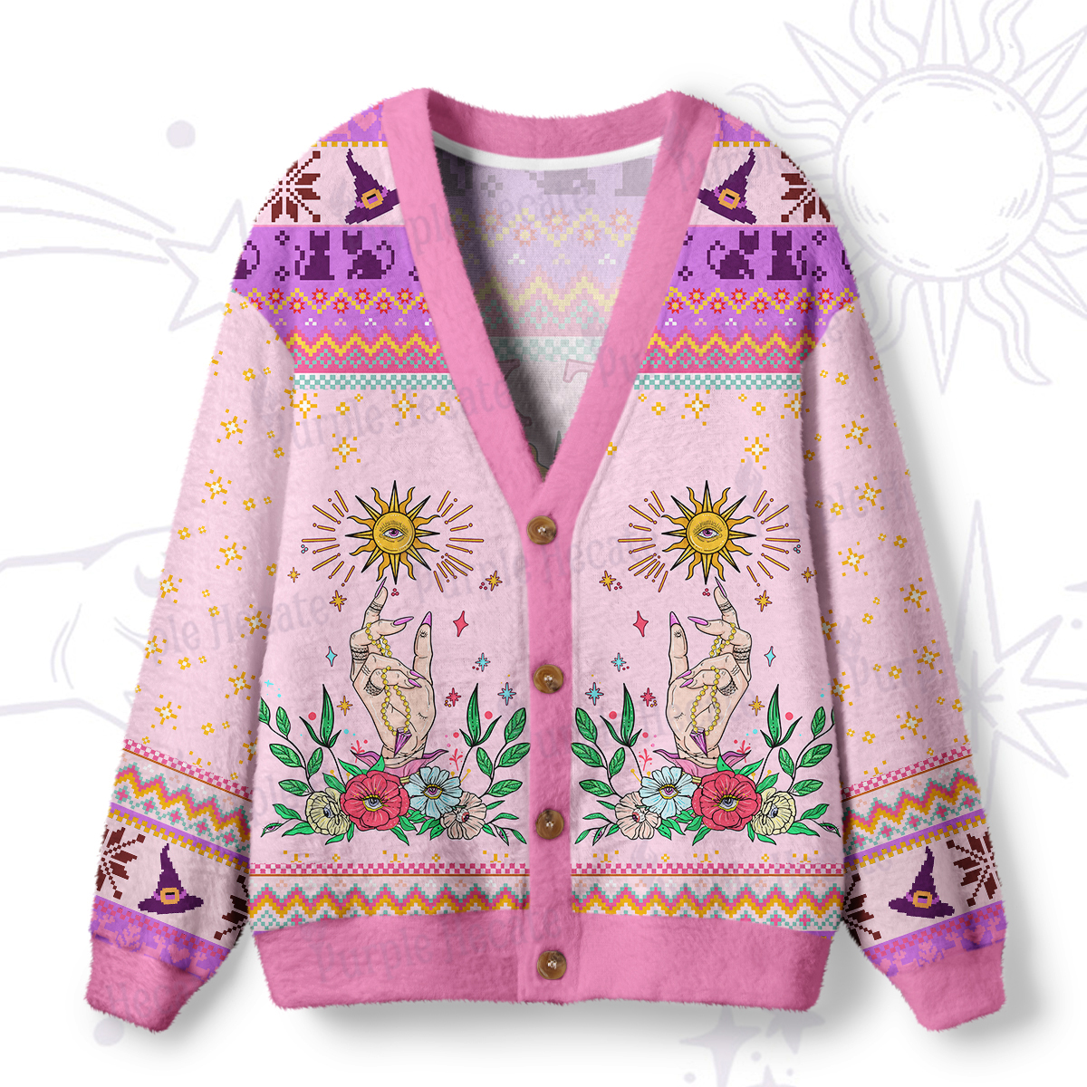 Purplehecate Hex The Patriarchy Witchy Ugly Cardigan Sweaters
