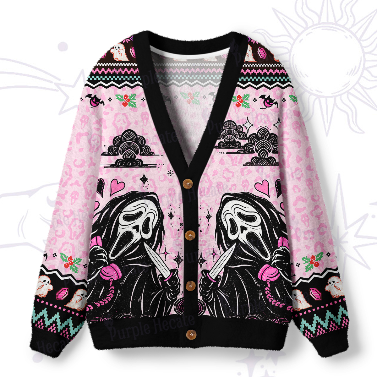 Purplehecate The Killer Call Ugly Cardigan Sweaters