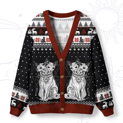 Purplehecate The Cat Goddess Bastet Ugly Cardigan Sweaters