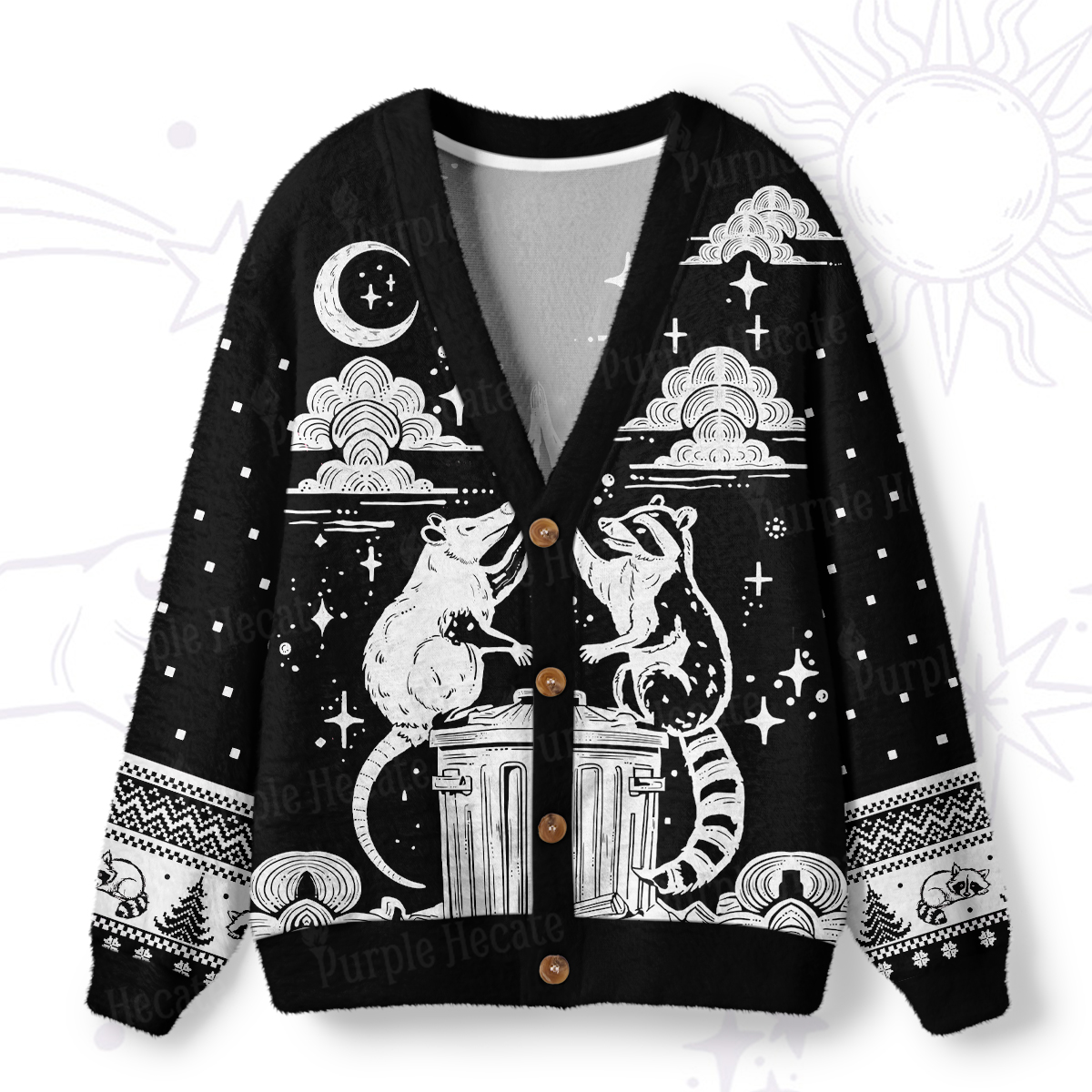 Purplehecate The Team Trash Raccoon Tarot Ugly Cardigan Sweaters