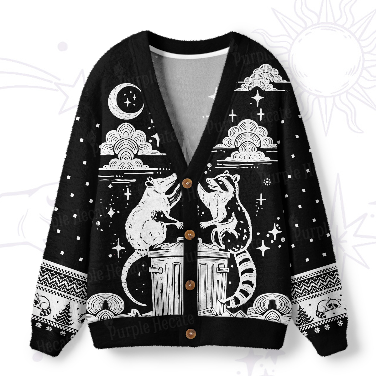 Magic Purplehecate The Team Trash Raccoon Tarot Ugly Cardigan Sweaters