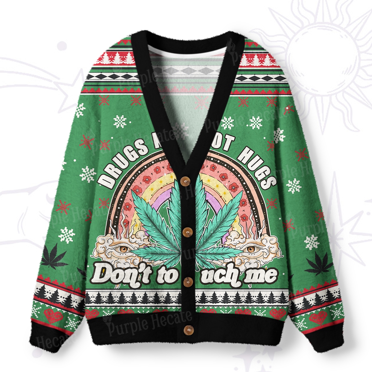 Purplehecate Drugs Not Hugs Ugly Cardigan Sweaters