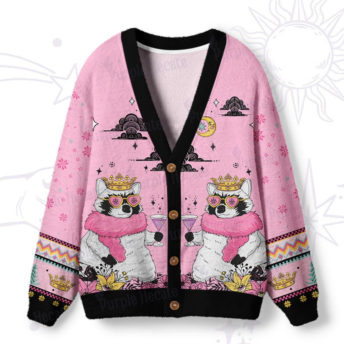 Purplehecate Bow Down Peasants Ugly Cardigan Sweaters