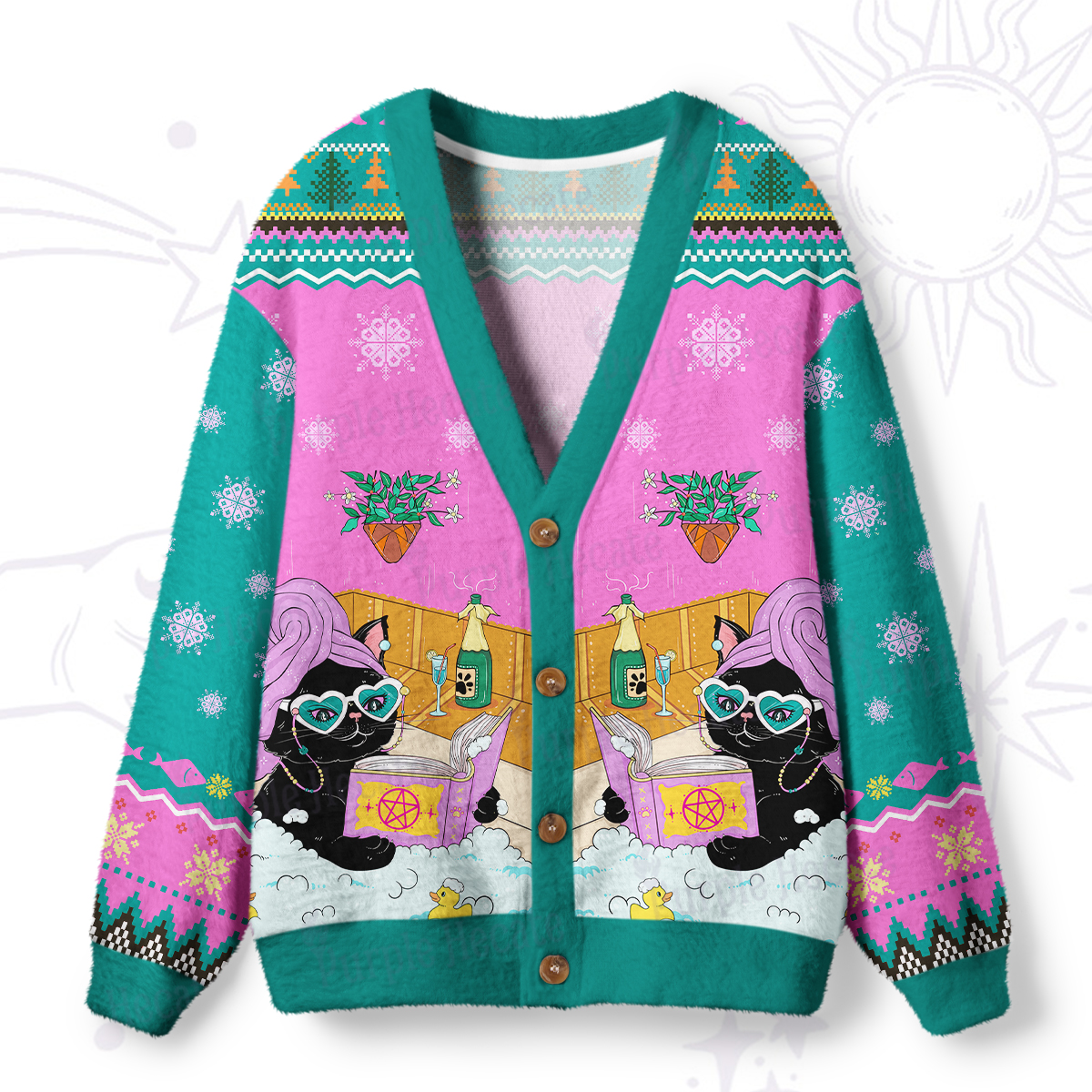 Purplehecate The Reader Cat Tarot  Ugly Cardigan Sweaters