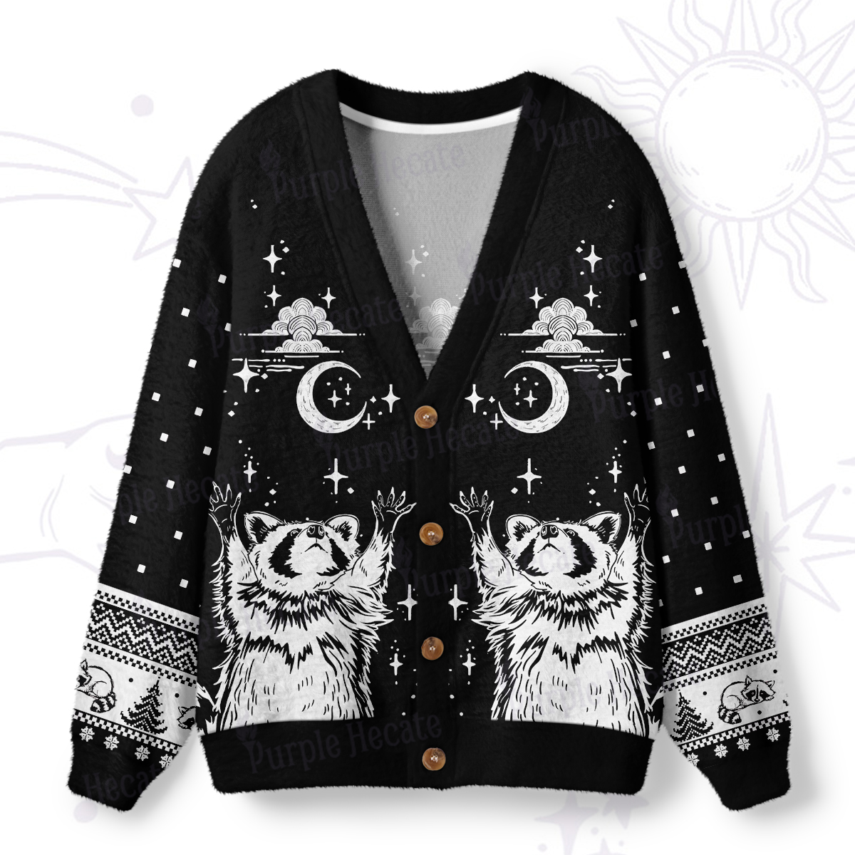 Purplehecate In My Feral Era Raccoon Ugly Cardigan Sweaters