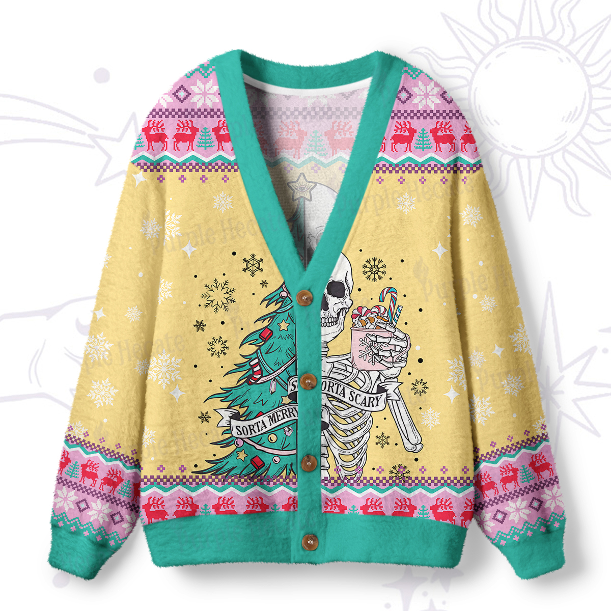 Purplehecate Sorta Merry Sorta Scary Christmas Ugly Cardigan Sweaters
