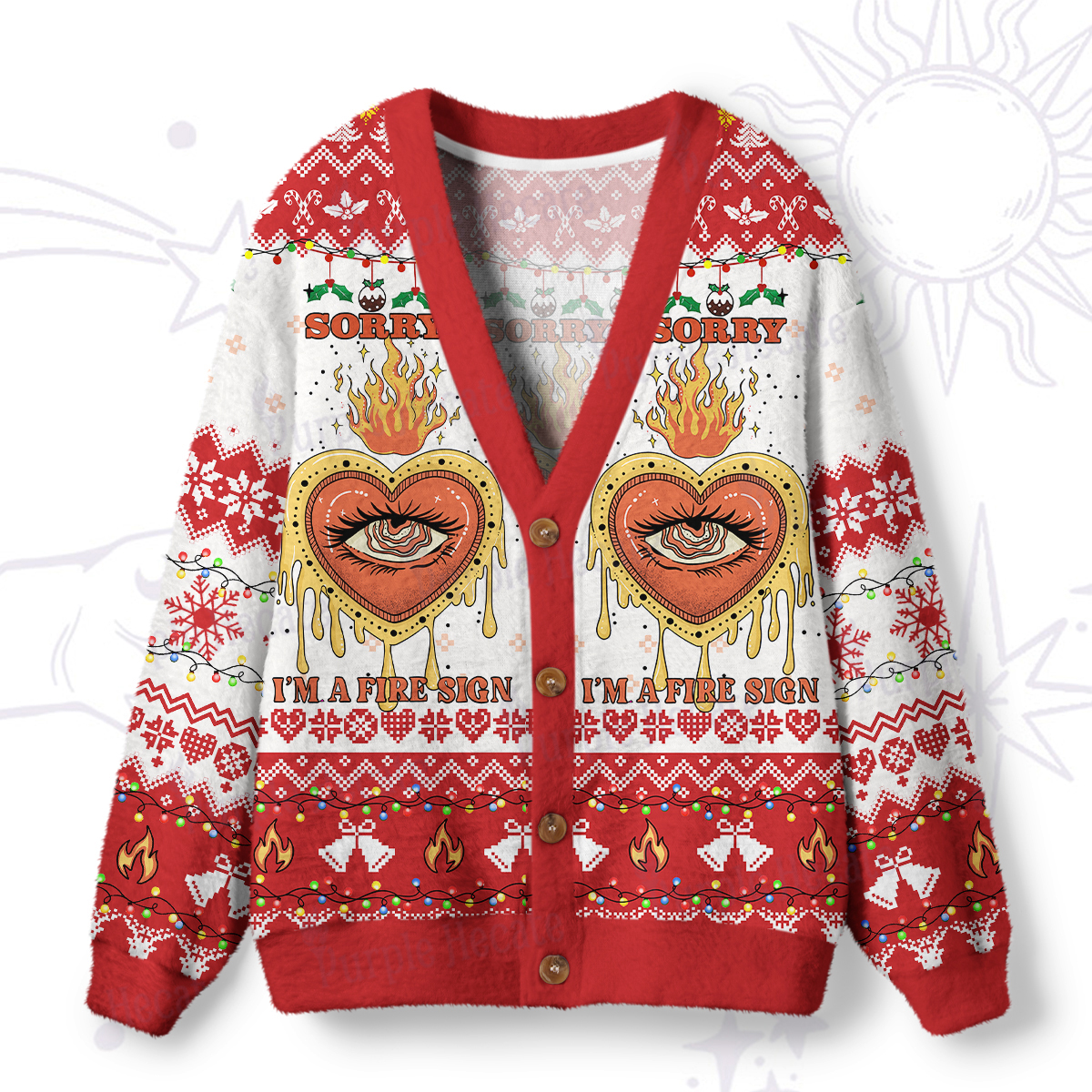 Purplehecate Sorry I'm A Fire Sign Ugly Cardigan Sweaters
