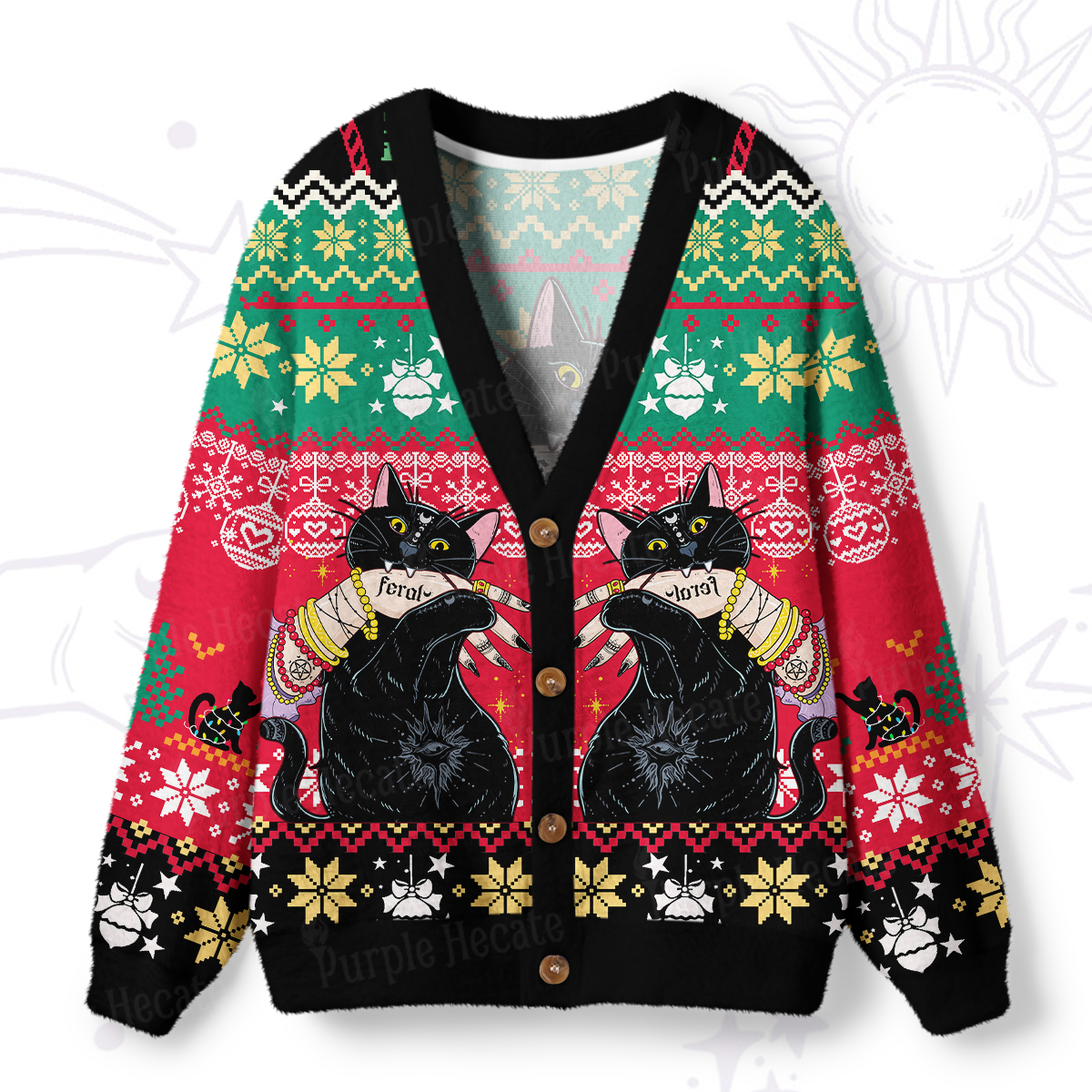 Purplehecate Feral Cat Ugly Cardigan Sweaters