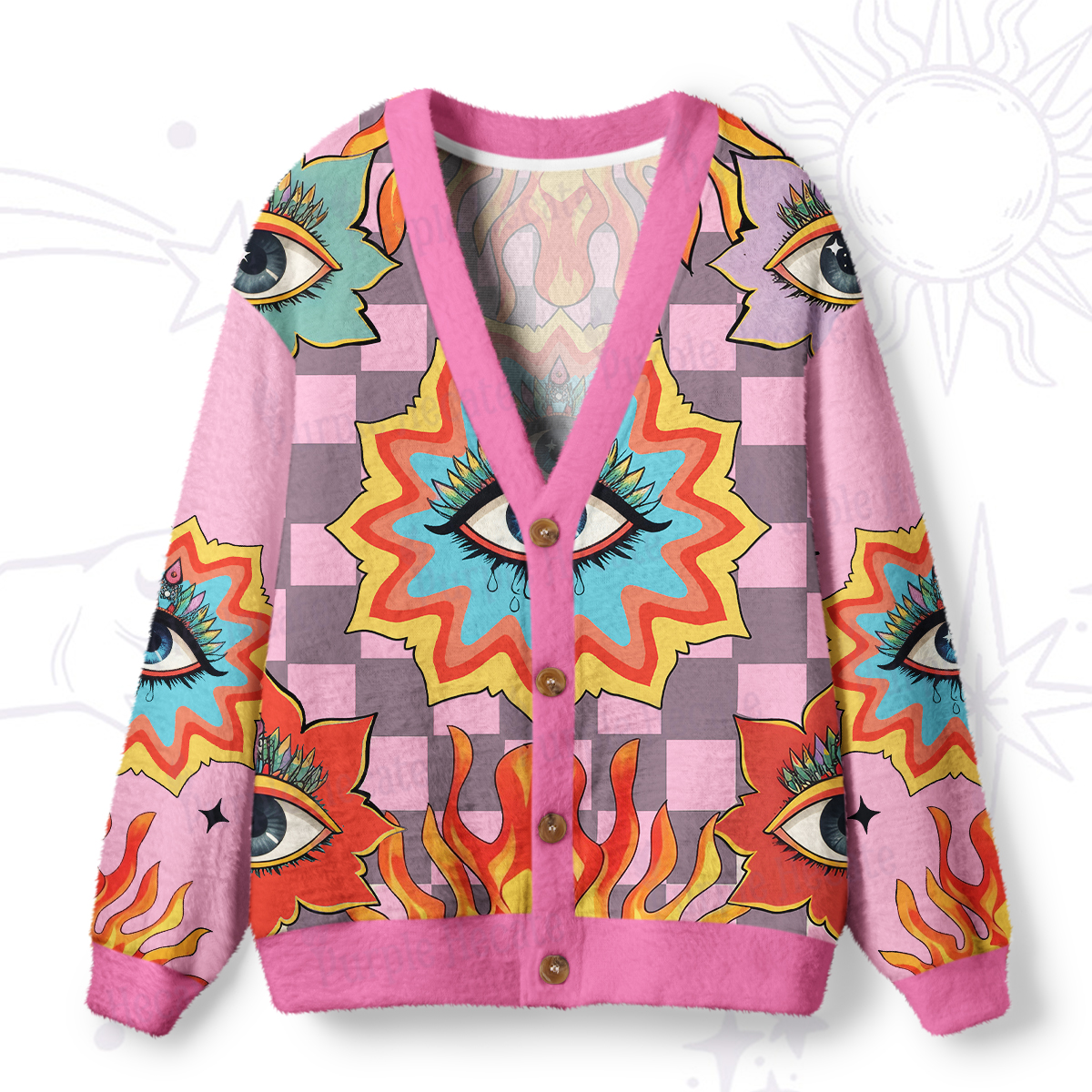 Purplehecate Awakening Flame Ugly Cardigan Sweaters