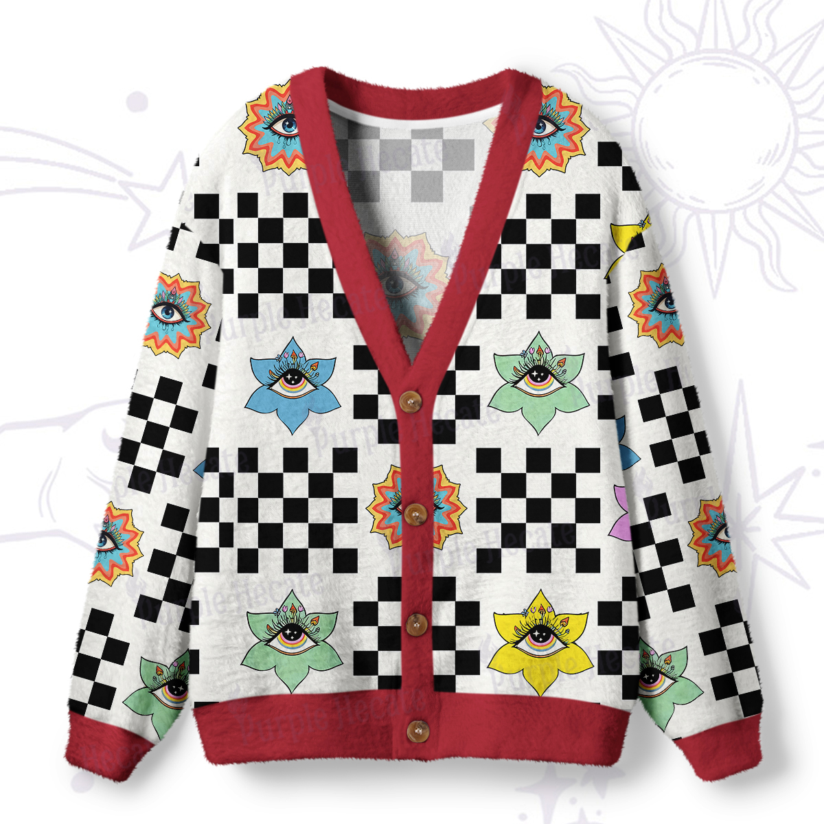 Purplehecate Witch's Garden Gaze Ugly Cardigan Sweaters