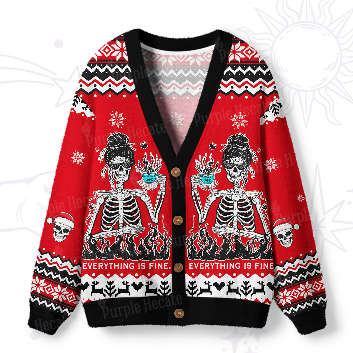 Purplehecate Everything Is Fine Ugly Cardigan Sweaters