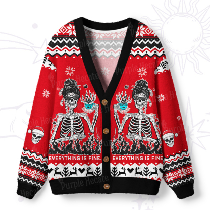 Purplehecate Everything Is Fine Ugly Cardigan Sweaters