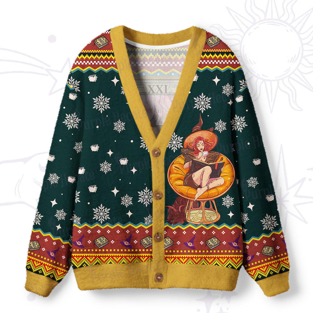 Purplehecate The Reader Tarot Ugly Cardigan Sweaters
