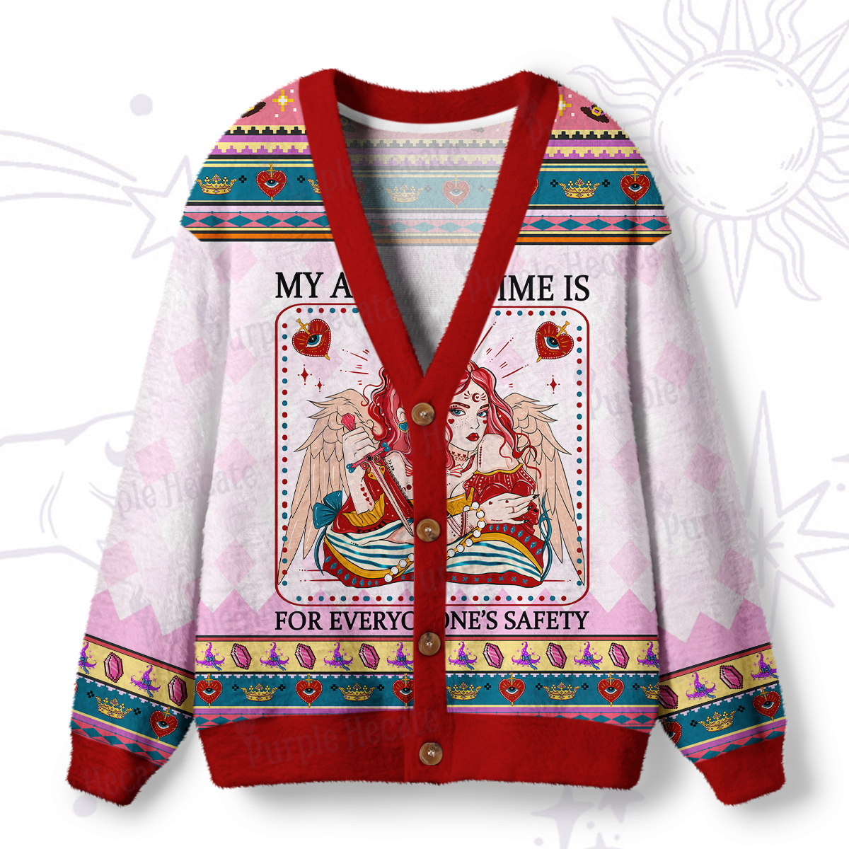 Purplehecate My Alone Time Is For Everyone's Safety Ugly Cardigan Sweaters