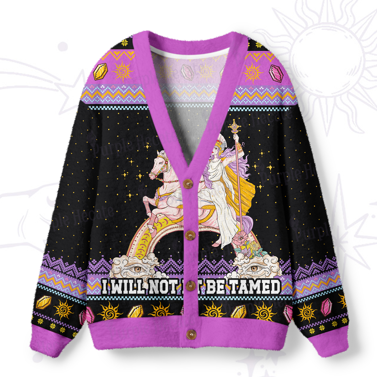 Purplehecate I Will Not Be Tamed Ugly Cardigan Sweaters