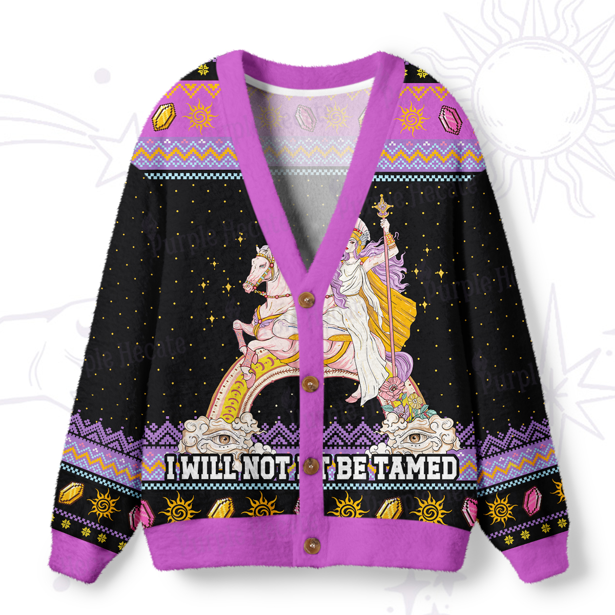 Magic Purplehecate I Will Not Be Tamed Ugly Cardigan Sweaters