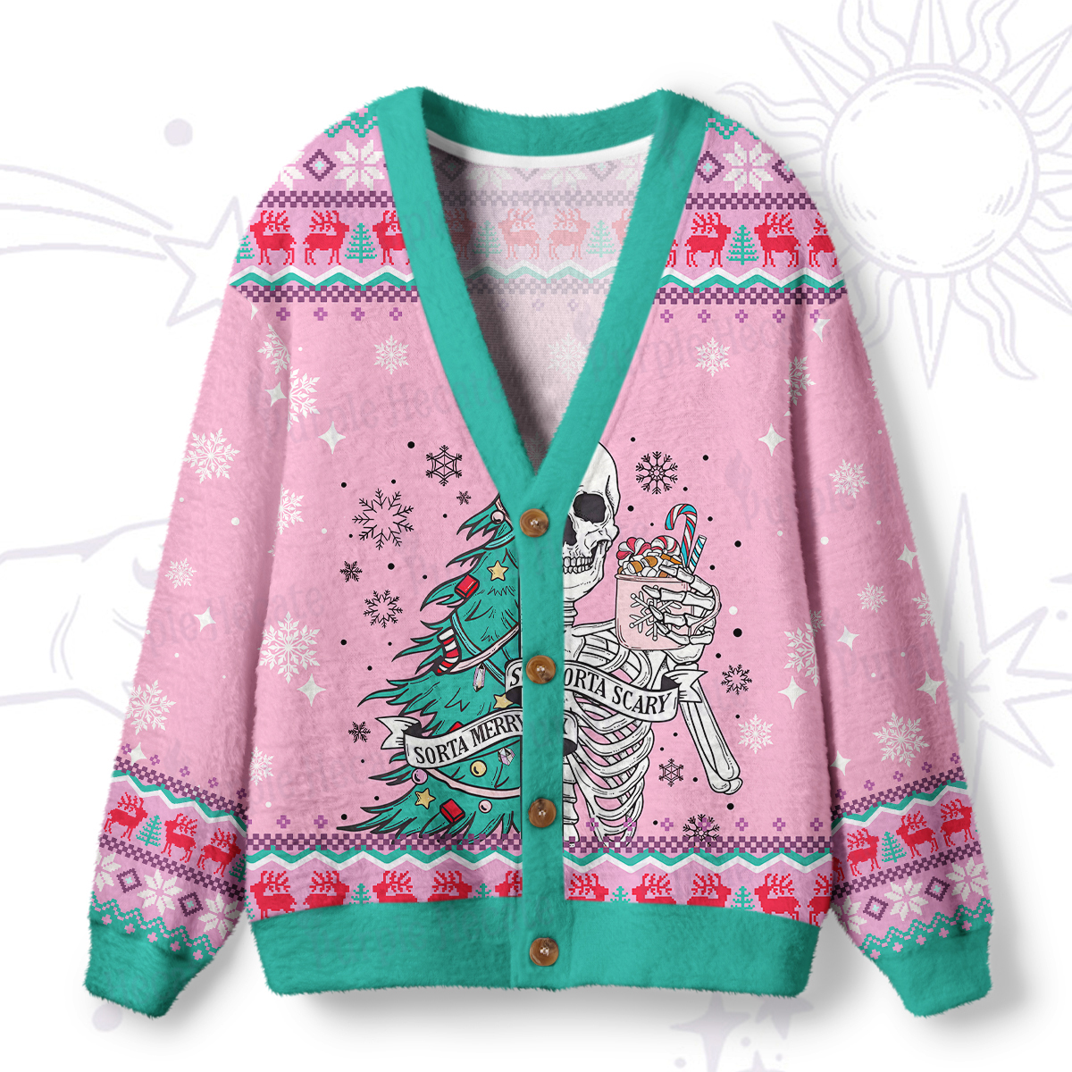 Purplehecate Sorta Merry Sorta Scary Christmas Ugly Cardigan Sweaters