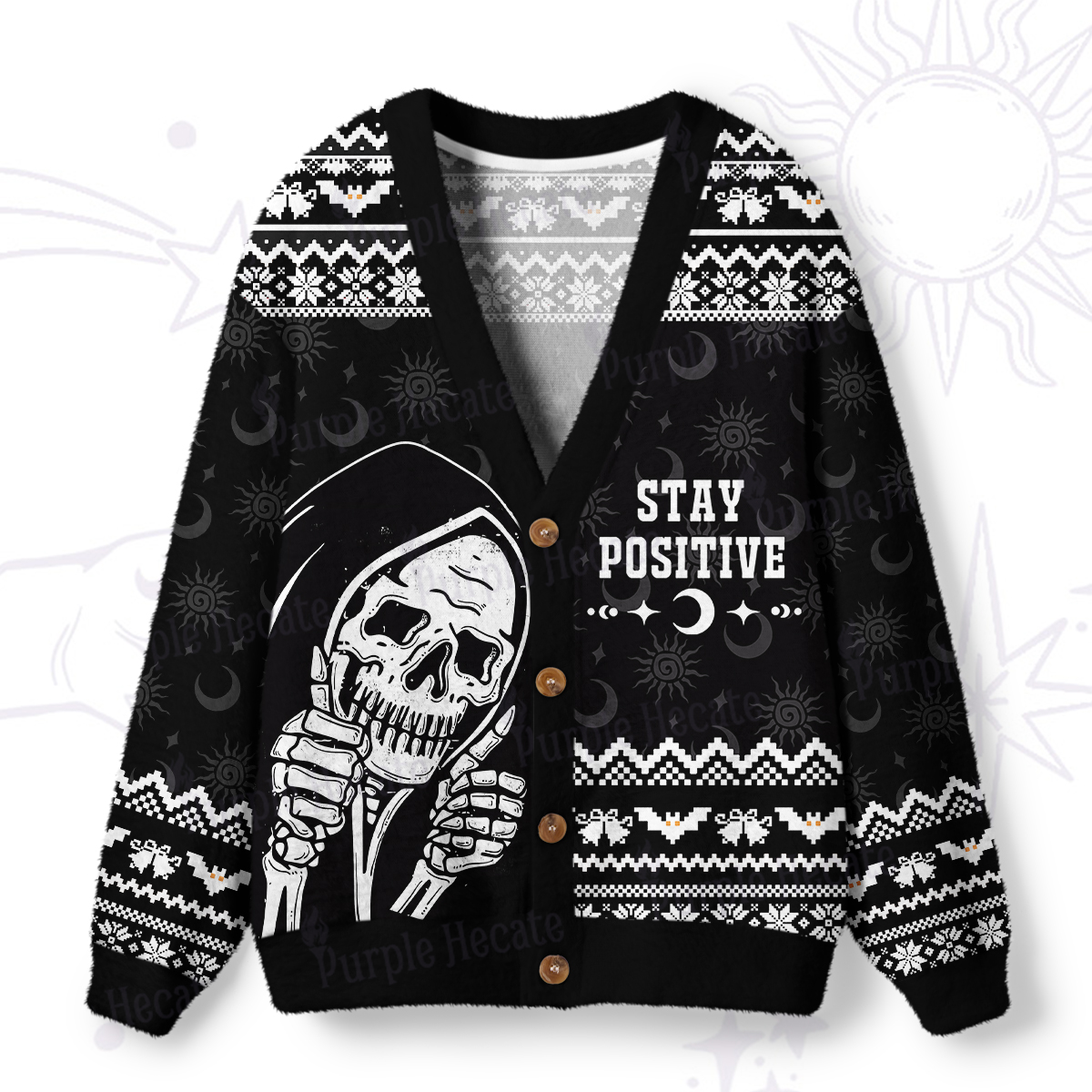 Purplehecate Stay Positive Ugly Cardigan Sweaters