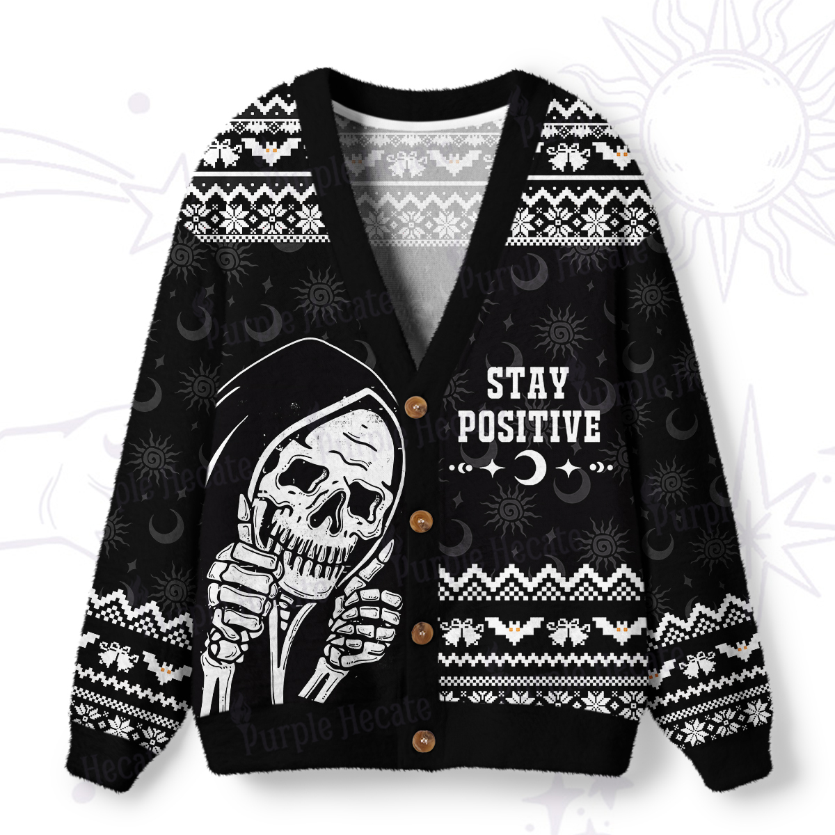 Magic Purplehecate Stay Positive Ugly Cardigan Sweaters