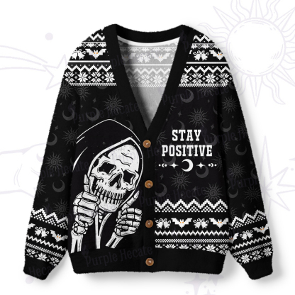 Purplehecate Stay Positive Ugly Cardigan Sweaters