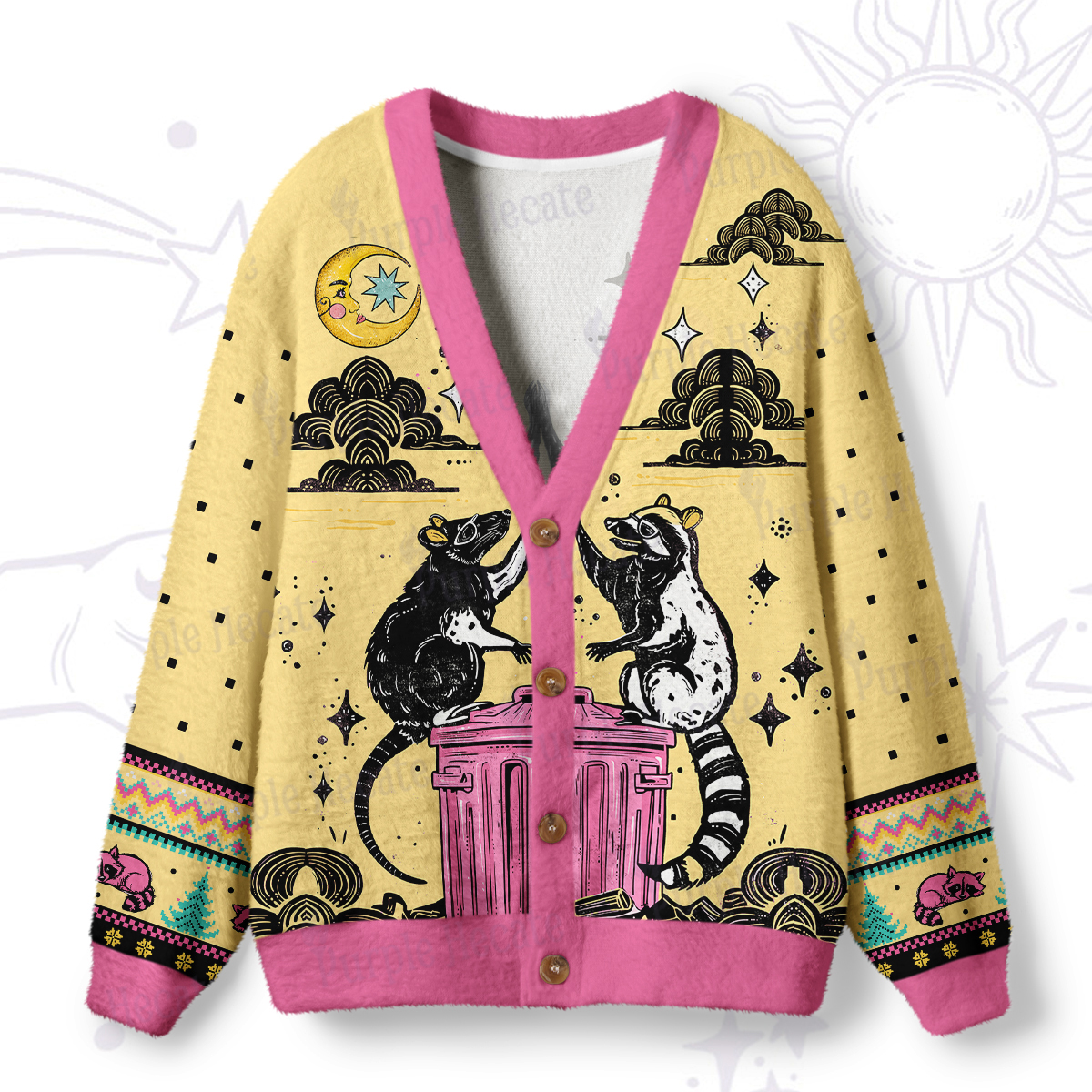 Purplehecate The Team Trash Opossum Tarot Ugly Cardigan Sweaters
