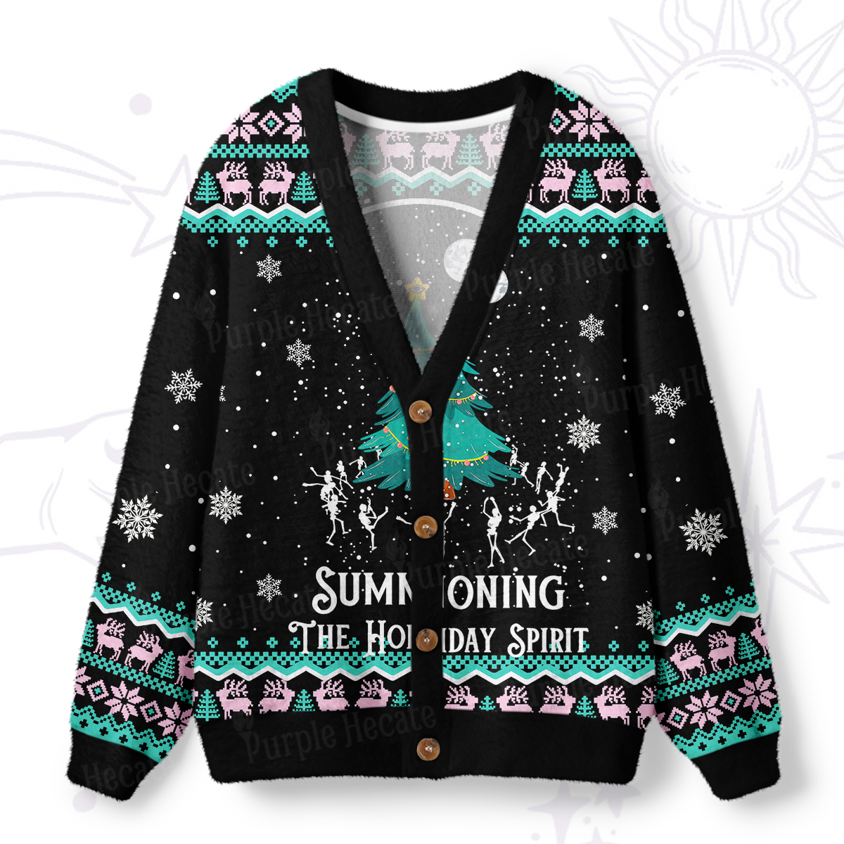 Purplehecate Christmas The Holiday Spirit Ugly Cardigan Sweaters
