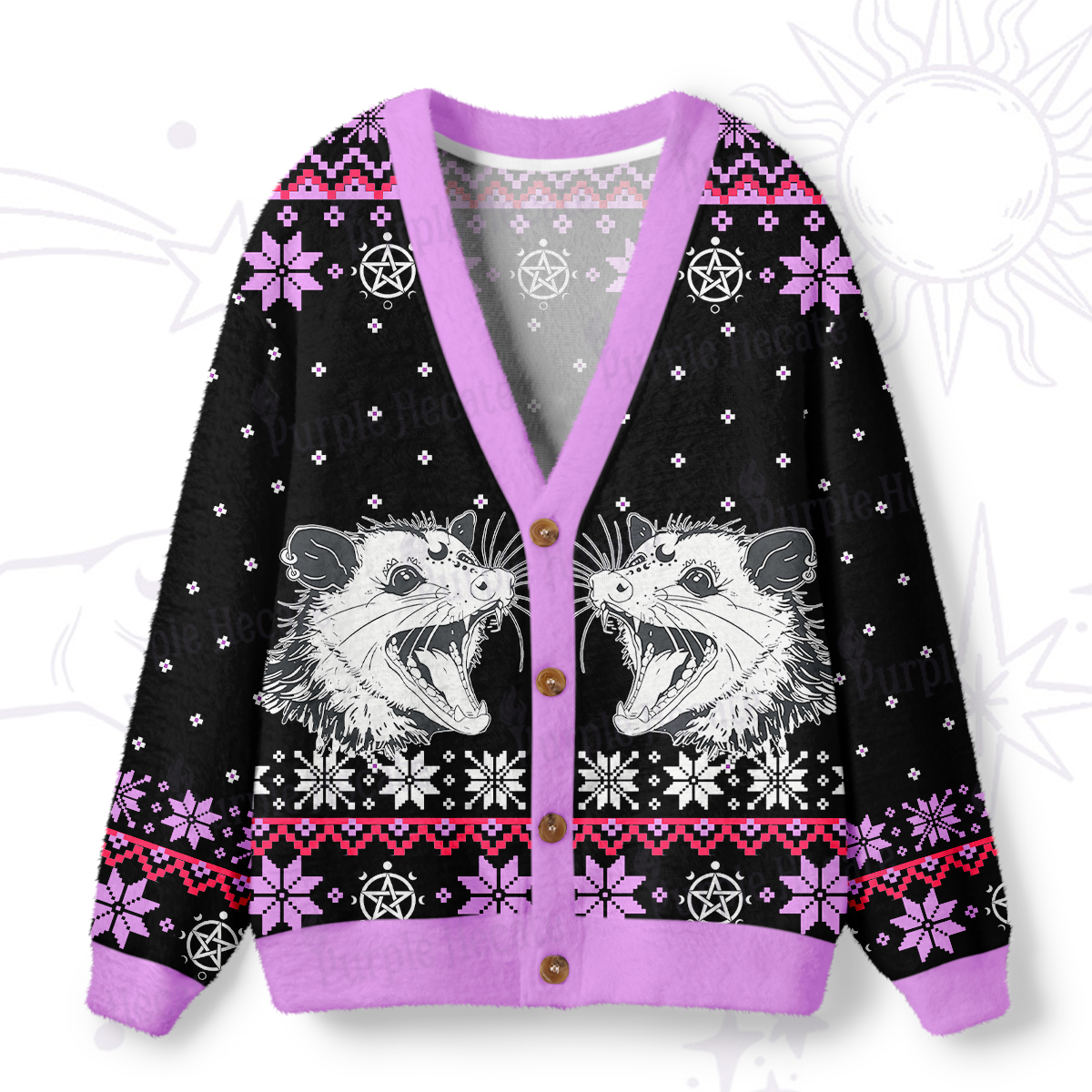 Purplehecate First Of All I'm A Delightful Opossum Ugly Cardigan Sweaters