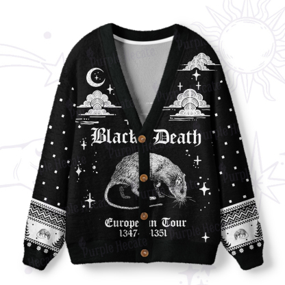 Purplehecate Black Death European Tour Ugly Cardigan Sweaters