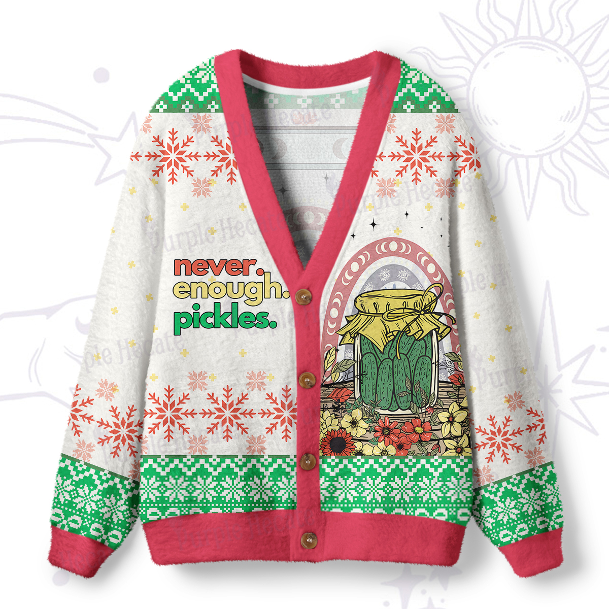 Purplehecate Funny Never Enough Pickles Ugly Cardigan Sweaters