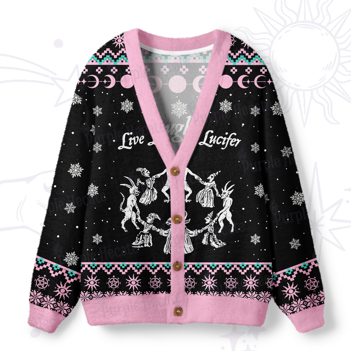 Purplehecate Live Laugh Lucifer Ugly Cardigan Sweaters