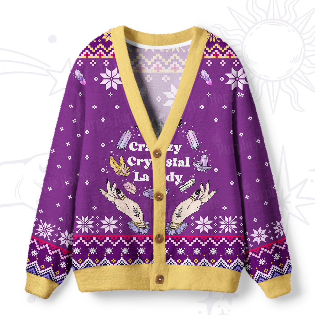 Purplehecate Crazy Crystal Lady Ugly Cardigan Sweaters