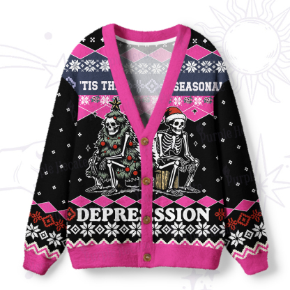 Purplehecate Seasonal Depression Christmas Ugly Cardigan Sweaters