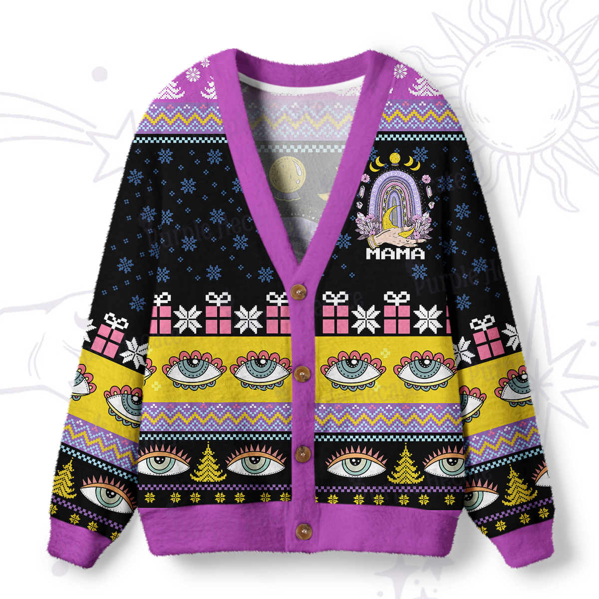 Purplehecate Gothic Mama Rainbow Ugly Cardigan Sweaters