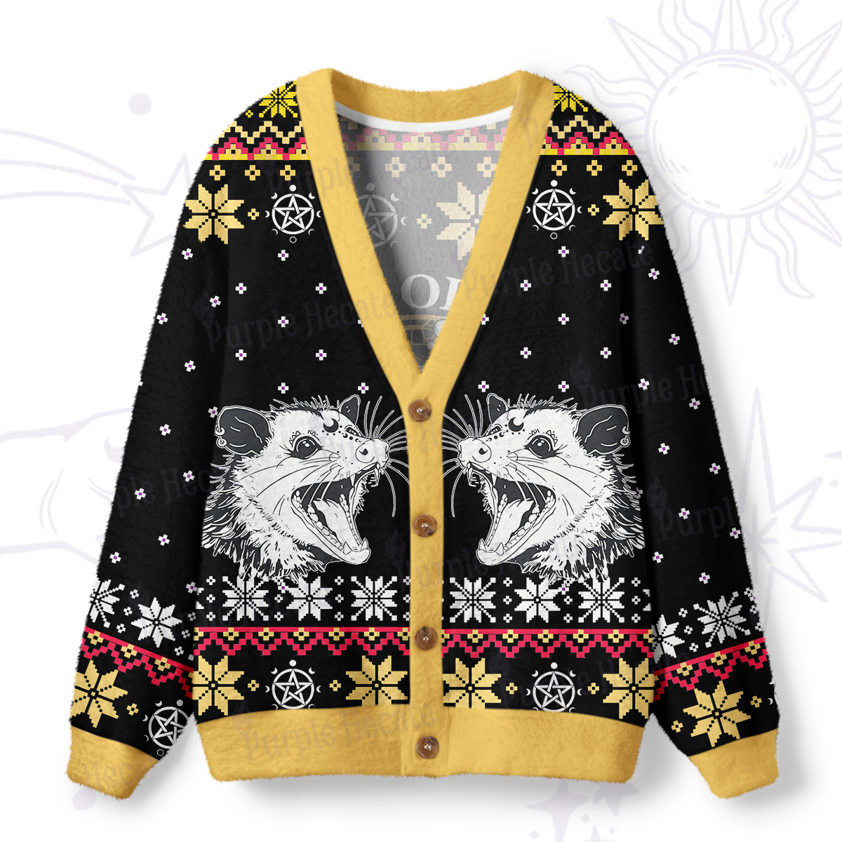 Purplehecate First Of All I'm A Delightful Opossum Ugly Cardigan Sweaters