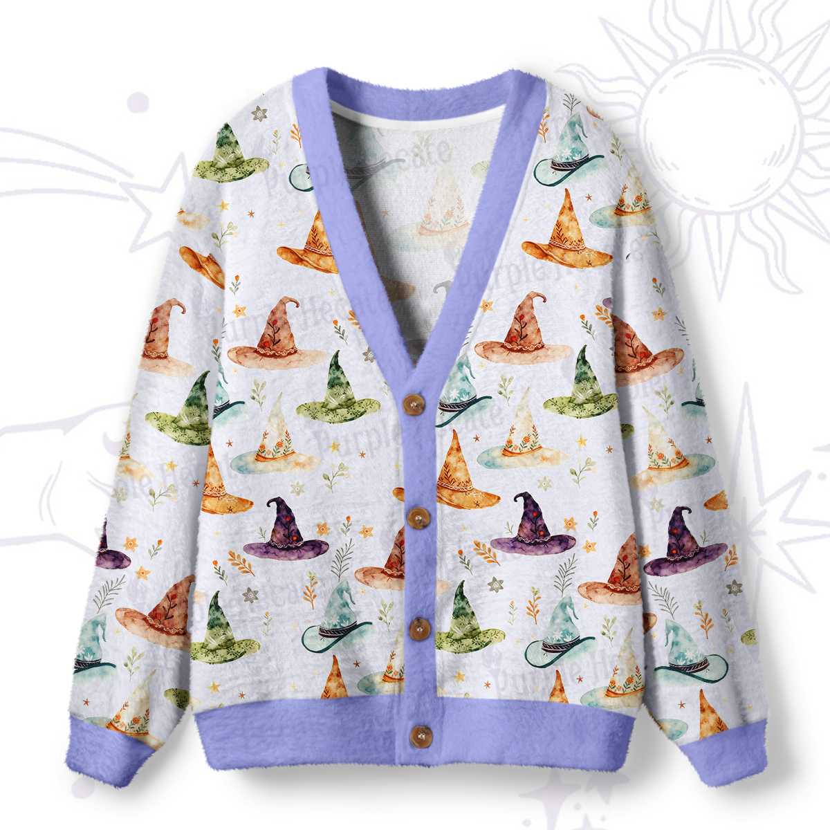 Purplehecate Witch Hat Ugly Cardigan Sweaters