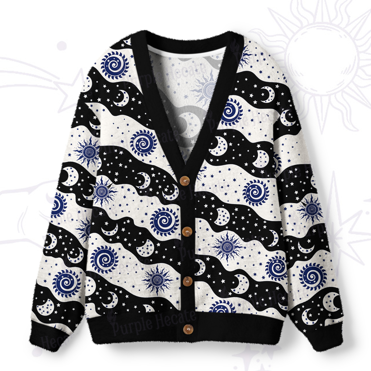 Purplehecate Starry Tides Ugly Cardigan Sweaters