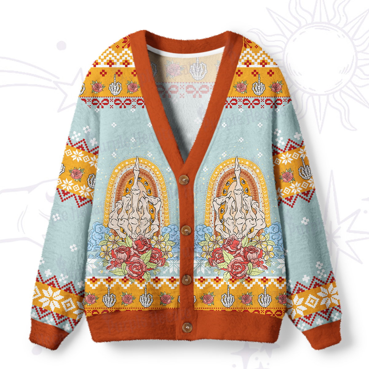 Purplehecate The Zero Of Fucks Tarot Ugly Cardigan Sweaters