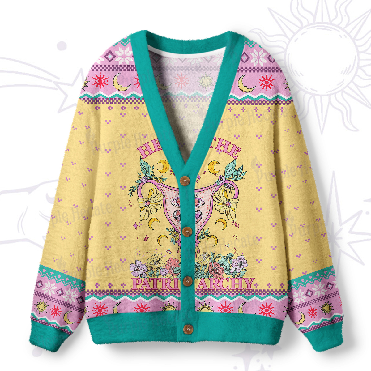 Magic Purplehecate Hex the Patriarchy Ugly Cardigan Sweaters