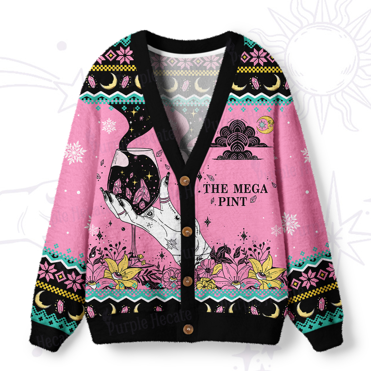 Magic Purplehecate The Mega Pint Tarot Card Ugly Cardigan Sweaters