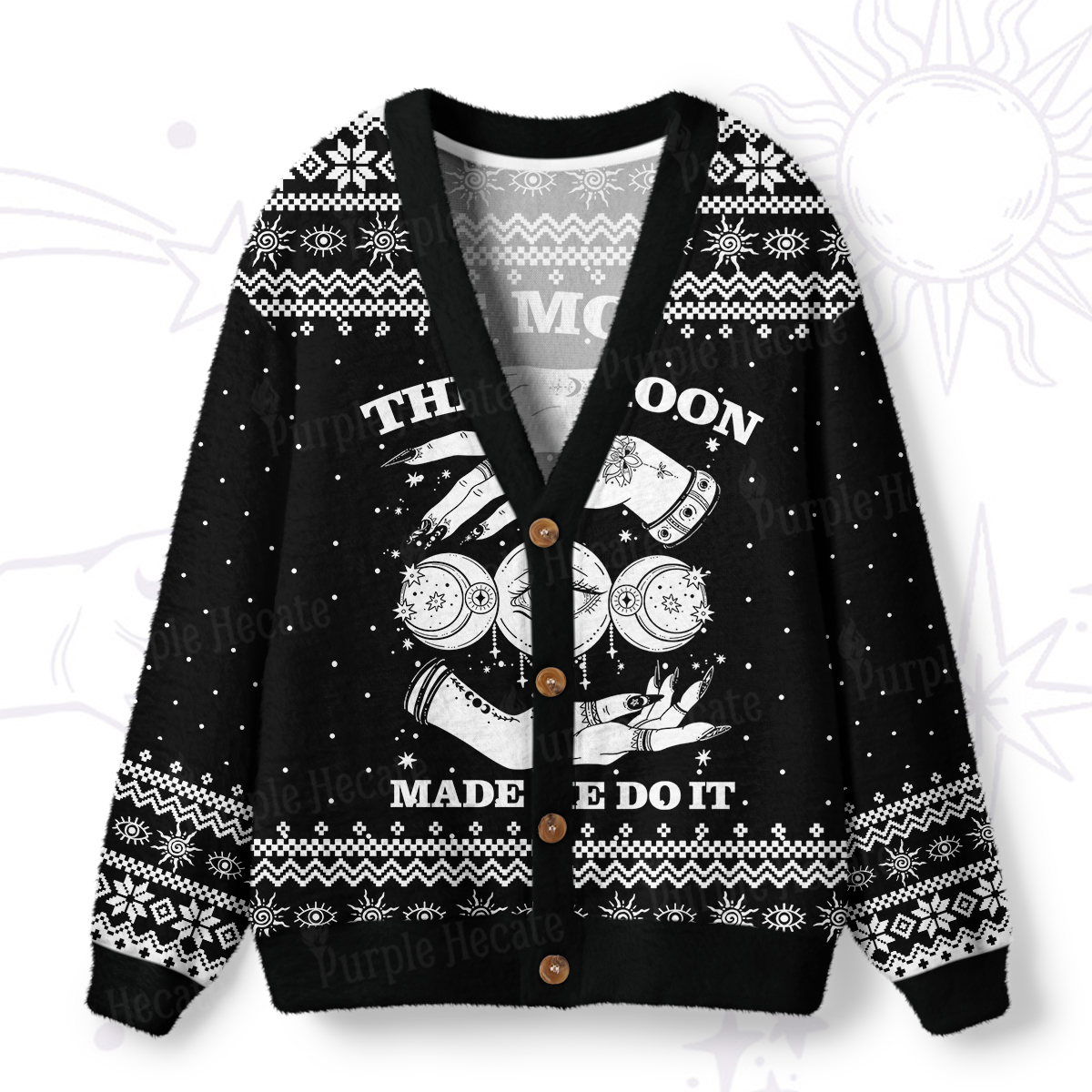 Purplehecate Funny The Moon Made Me Do It Ugly Cardigan Sweaters
