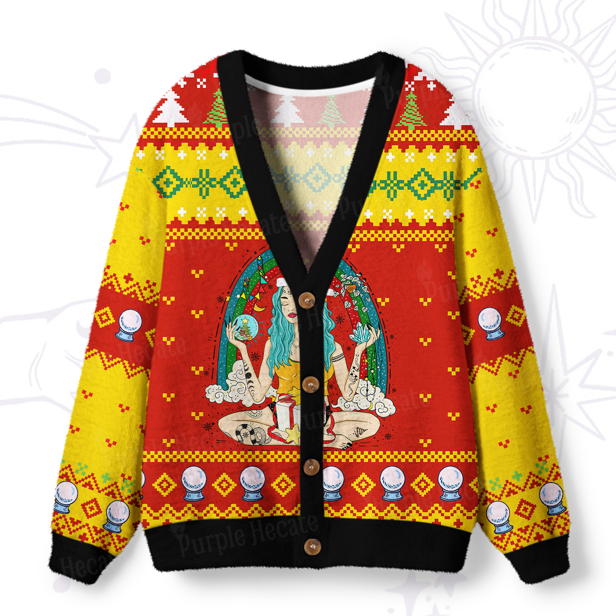 Purplehecate Christmas I'm The Queen Of All My Dreams Ugly Cardigan Sweaters