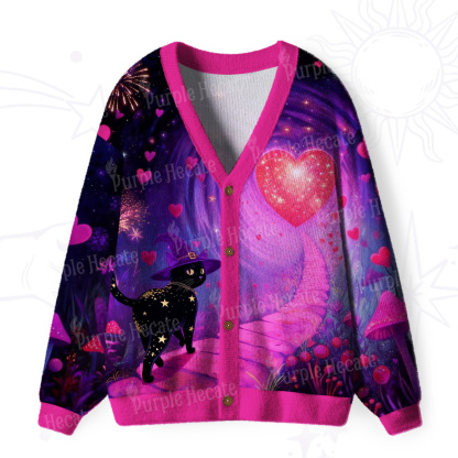 Purplehecate Starry Witch Cat and Love Ugly Cardigan Sweaters