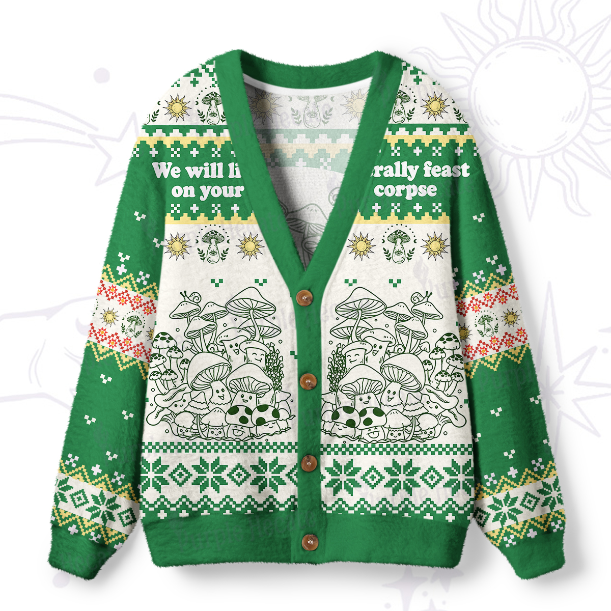Purplehecate We Will Literally Feast on Your Corpse Ugly Cardigan Sweaters