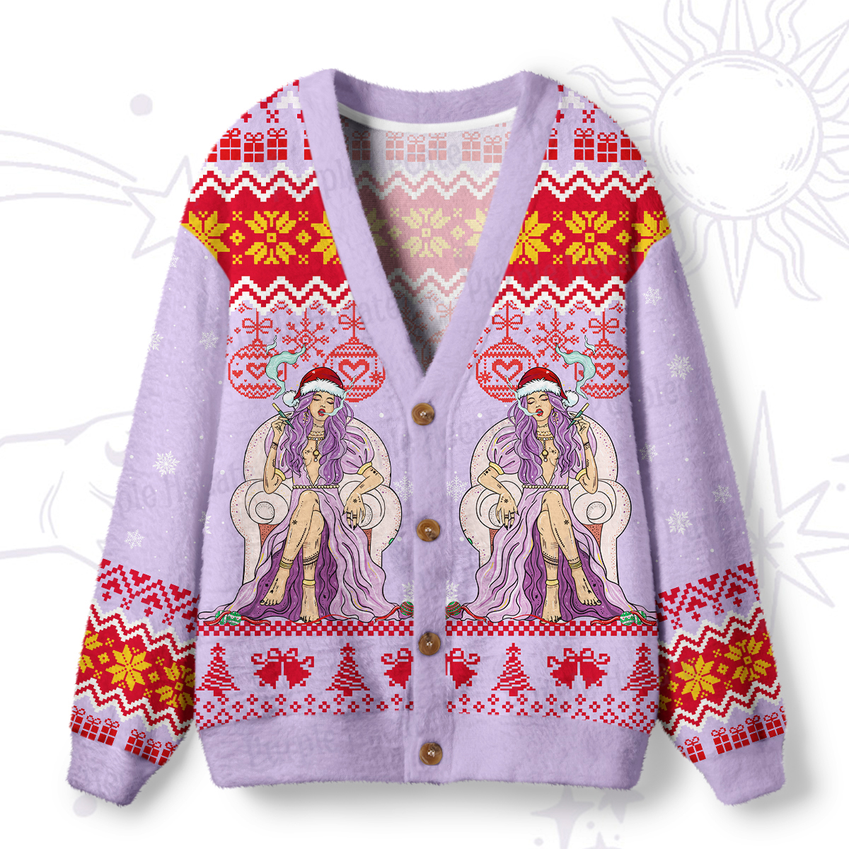 Purplehecate The High Priestess Tarot Card Christmas Ugly Cardigan Sweaters