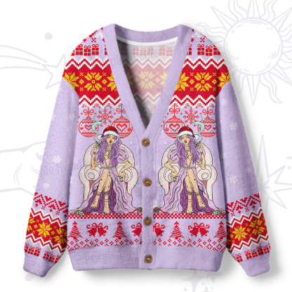 Purplehecate The High Priestess Tarot Card Christmas Ugly Cardigan Sweaters